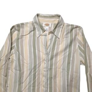 Talbots Shirt Womens Size 8 striped earth tone colors long sleeve button front